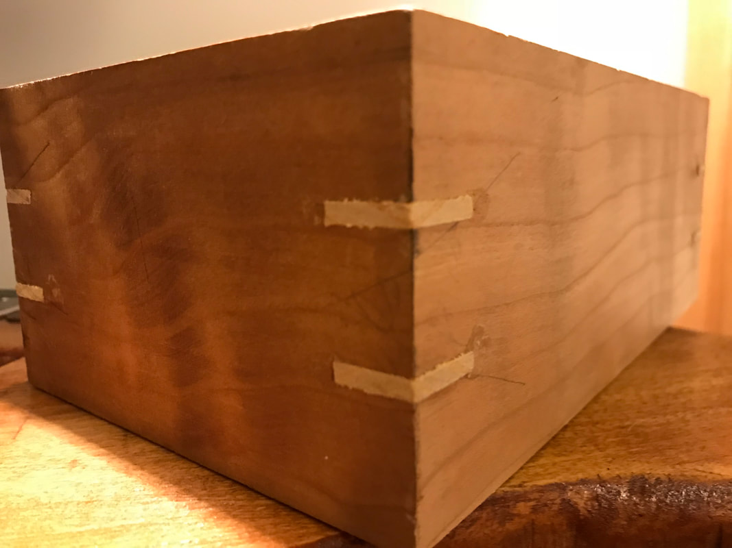 photograph of homemade box with finger joints